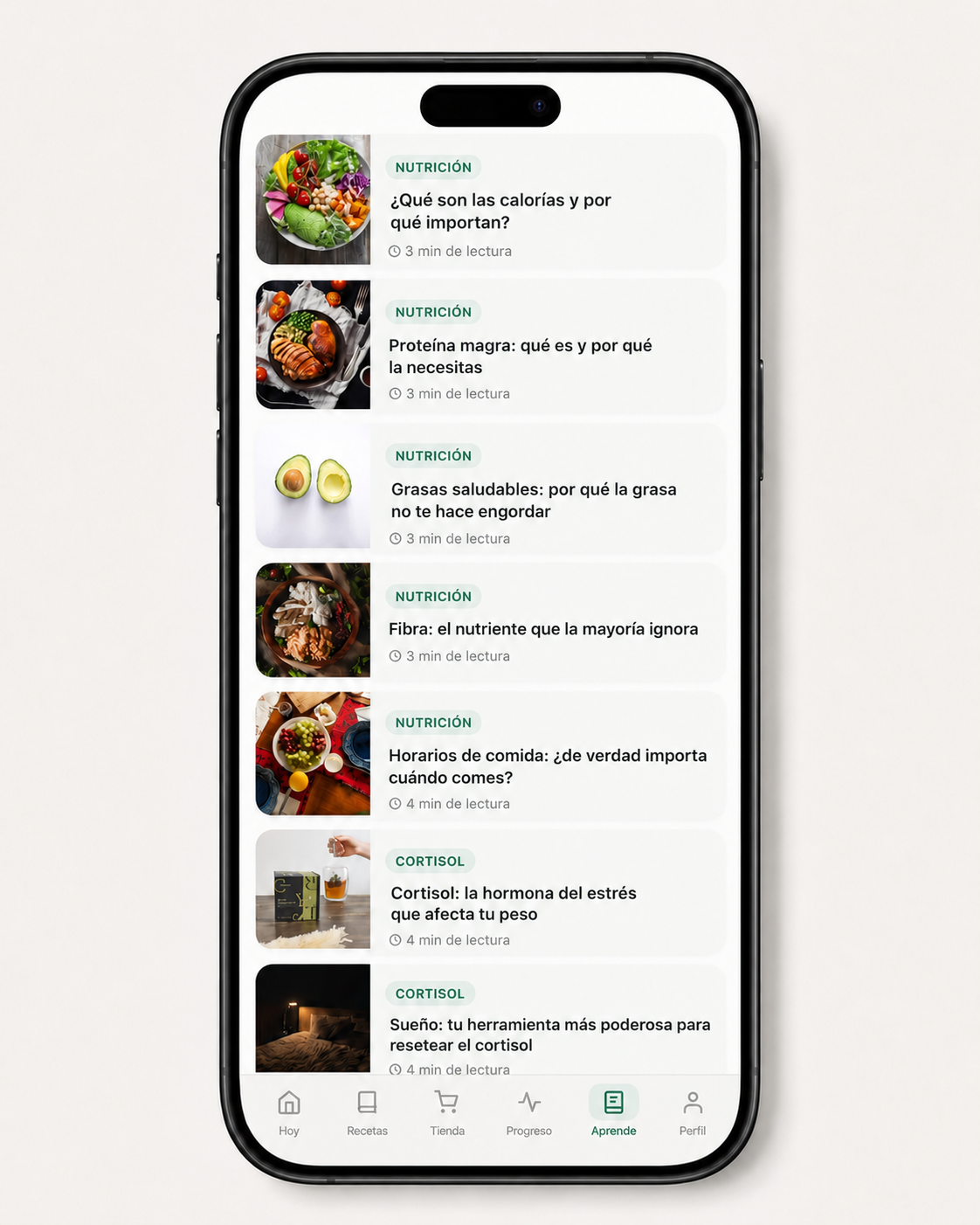 Pantalla de artículos y seguimiento en Savira